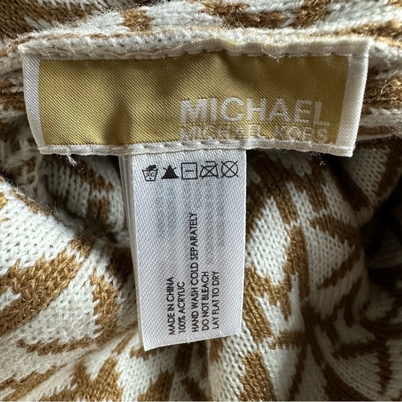 Michael Kors Tan and White Logo Beanie Hat - Picture 5 of 6